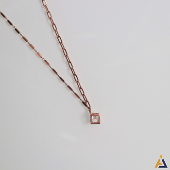 Rose Gold-Plated 925 Silver Square Pendant Necklace